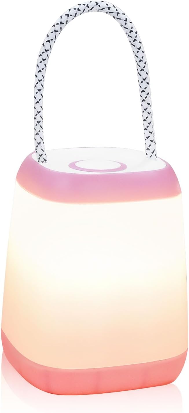 LED Camping Light3 Light Modes Battery Powered Night Light for Backpacking Camping Hiking Emergency Light Battery Powered Lamp for Outdoor and Indoor (Pink)