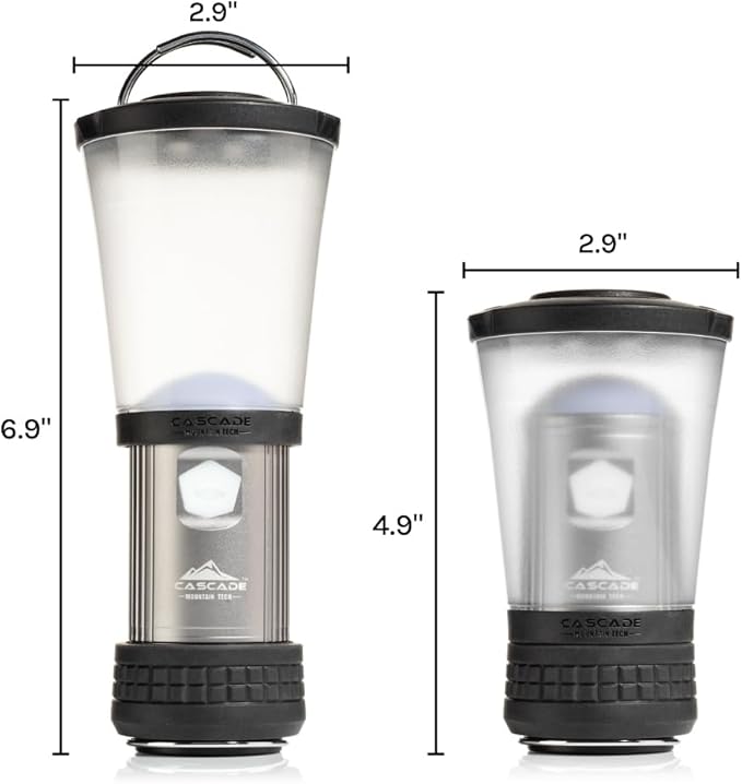 Cascade Mountain Tech Collapsible IPX4 Water-Resistant LED Lantern with 4 Light Modes - 3 Pack,Black/Silver