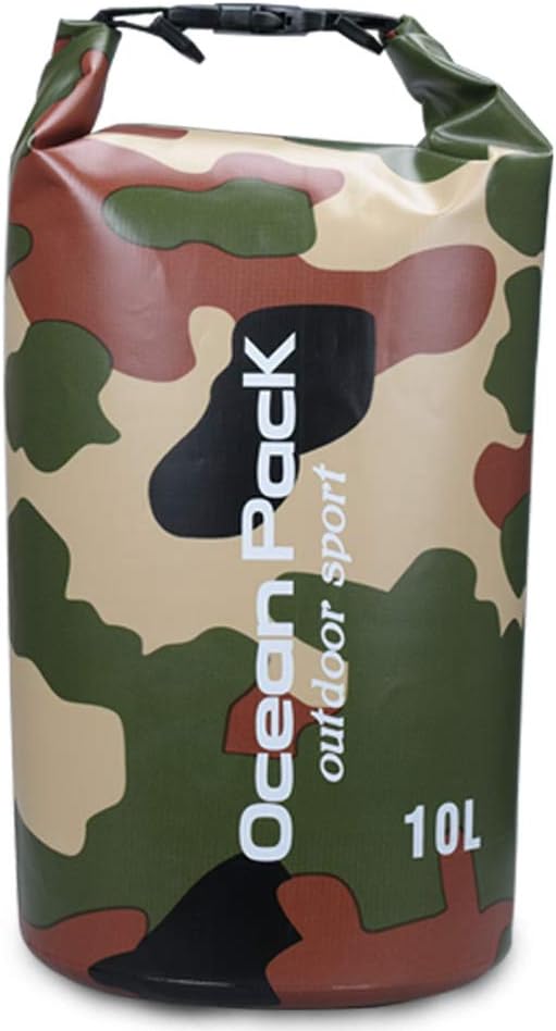 Outdoor Dry Sack/Floating Waterproof Bag 2L/3L/5L/10L/15L/20L/30L for Boating, Kayaking, Hiking, Snowboarding, Camping, Rafting, Fishing and Backpacking (Camouflage, 10L)