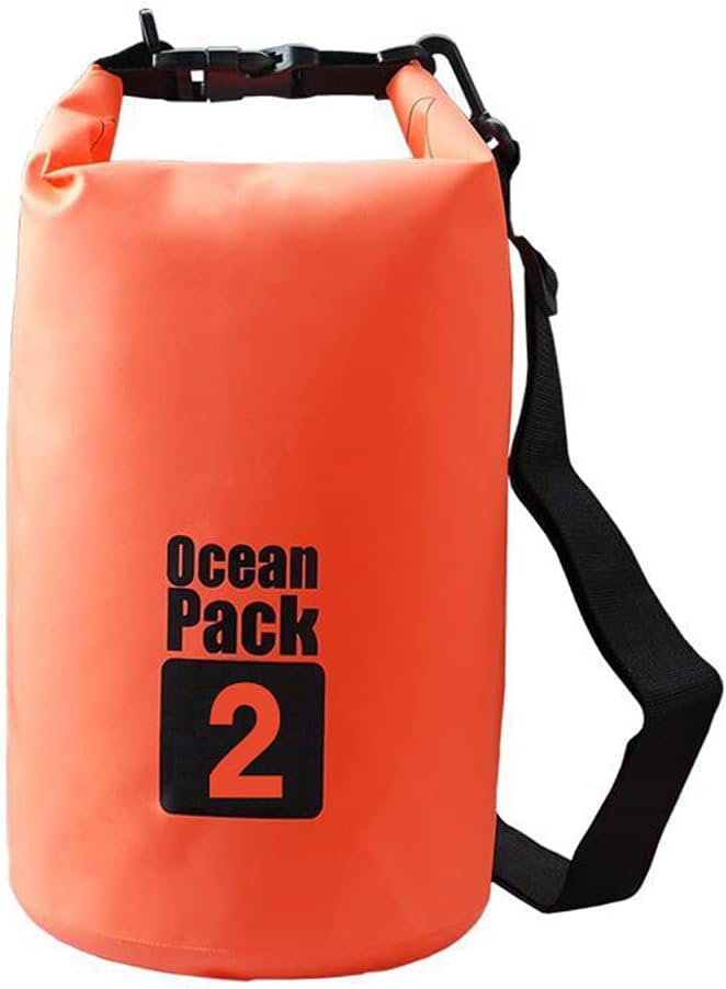 Outdoor Dry Sack/Floating Waterproof Bag 2L/3L/5L/10L/15L/20L/30L for Boating, Kayaking, Hiking, Snowboarding, Camping, Rafting, Fishing and Backpacking (Orange, 2L)
