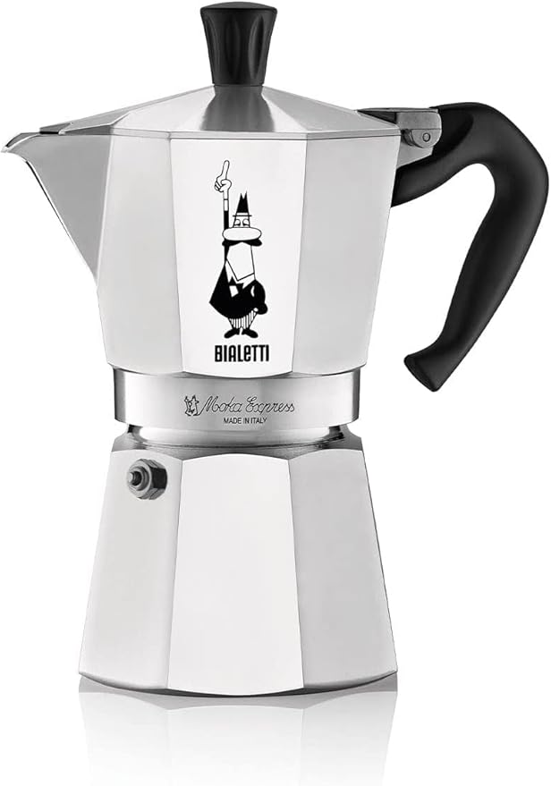 Bialetti Moka Express Iconic Italian Stovetop Espresso Maker 6 Cups, Aluminium, Silver