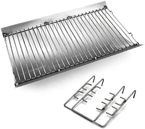Hongso 20 inches Fire Grate Ash Drip Pan for Chargriller 5050, 5072, 5650, 2123, 2223, 2823 Charcoal Grills, Char-Griller Model 200157, Replacement Parts Chargrill Ash Pan with 2pcs Fire Grate Hanger