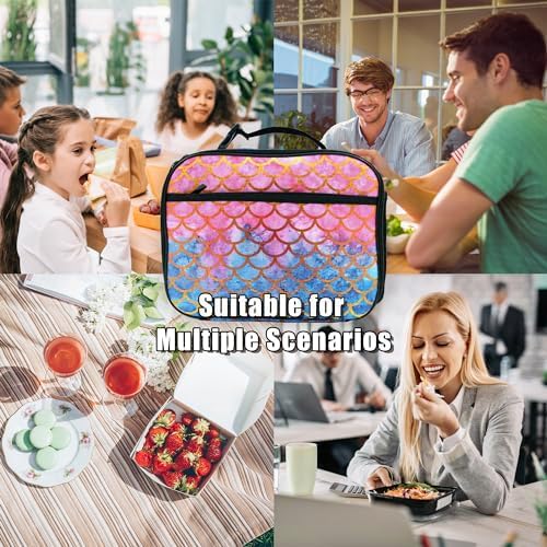 Mermaid Lunch Bag Insulated Reusable Lunch Box Kids Girls Boys Cooler Thermal Tote Bag For Men Women School Work Picnic