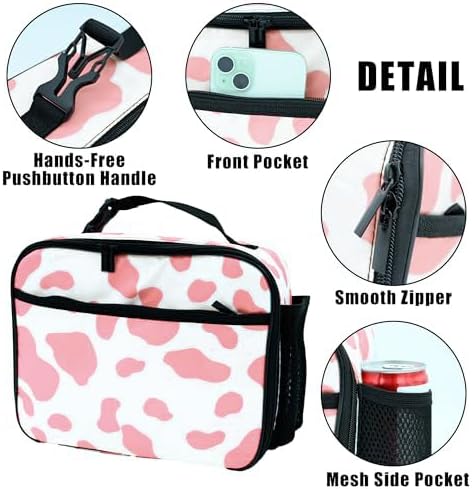 Cow Lunch Bag Insulated Reusable Lunch Box Kids Girls Boys Cooler Thermal Tote Bag For Men Women School Work Picnic