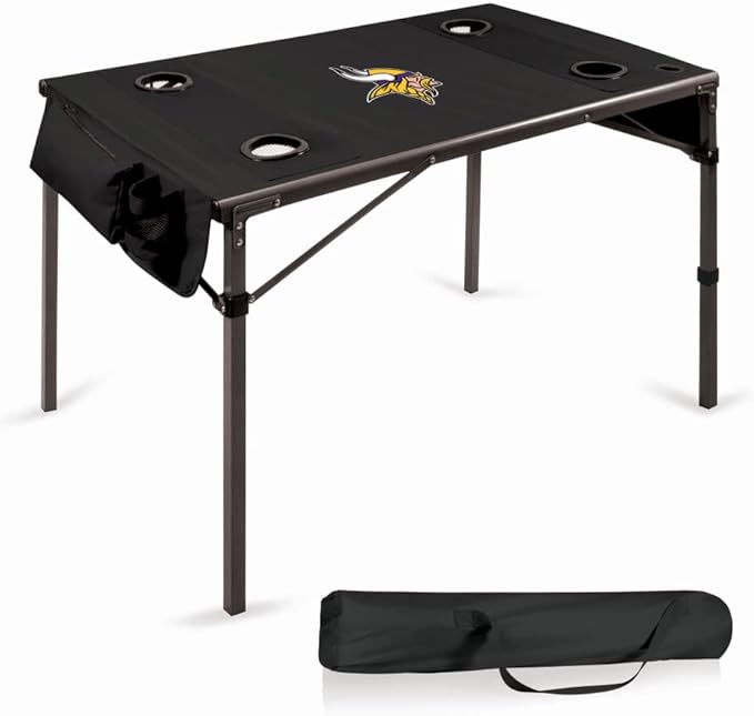 PICNIC TIME NFL Portable Soft Top Travel Table, Black