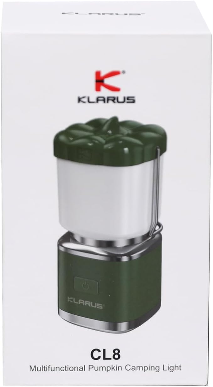 KLARUS CL8 Small Camping Lantern & Light, Pumpkin Pocket Rechargeable Camping Flash Light Tent Light, Hanging Hook, USB-C Port, IPX5 Waterproof