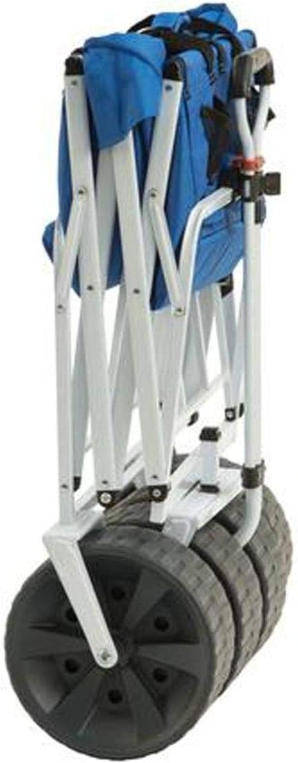 Mac Sports Heavy Duty Collapsible Folding All Terrain Utility Beach Wagon Cart, Blue/White