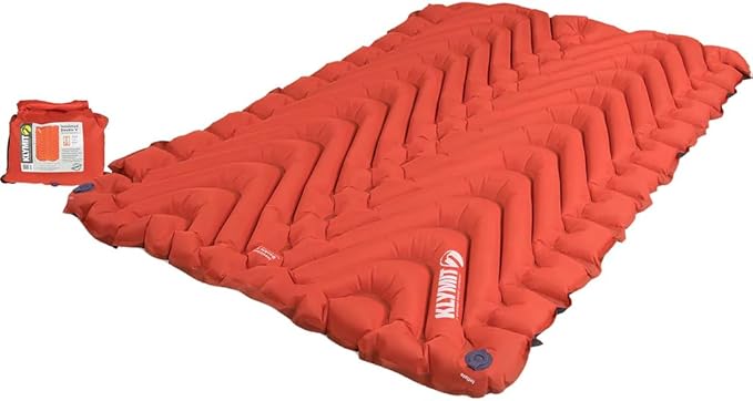 KLYMIT Insulated Double V Inflatable Sleeping Pad | Thick, Lightweight, Easy to Inflate, Foldable Air Bed for Camping & Backpacking