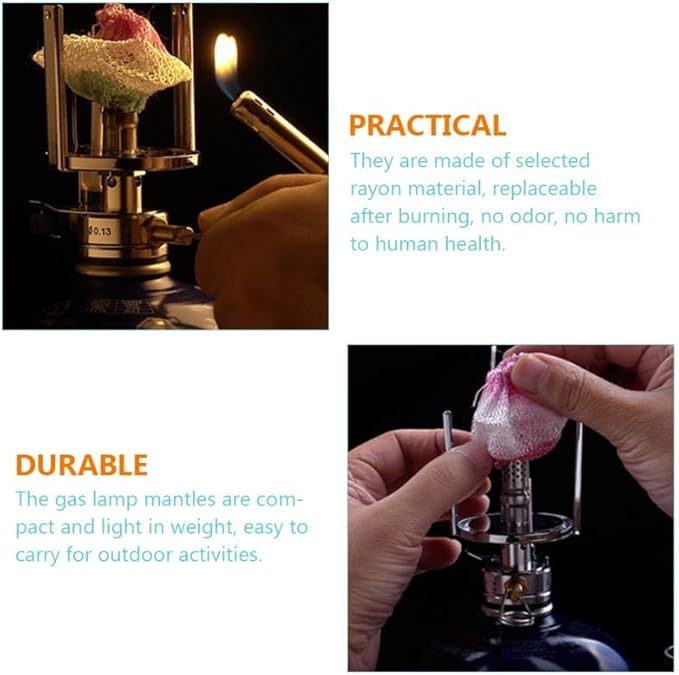 EXCEART 12pcs Gas Lantern Mantles Replacement for Outdoor Camping Lightweight Odorless Easy to Install Suitable for Propane and Kerosene Lamps for Hiking and Long-Term Use