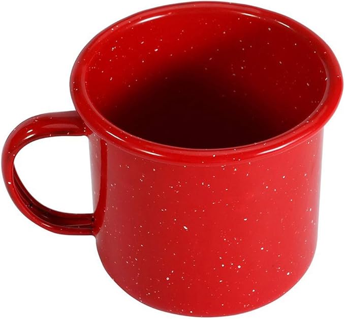Set of 4 16oz Outdoor Camping Mugs- Enamel Camping Mugs-Enamel Coffee Tea Camping Cup Mugs-Coffee Tea Cups for Camping Fishing Picnic Hiking Home Office, Portable & Reusable (Red-4 pcs)
