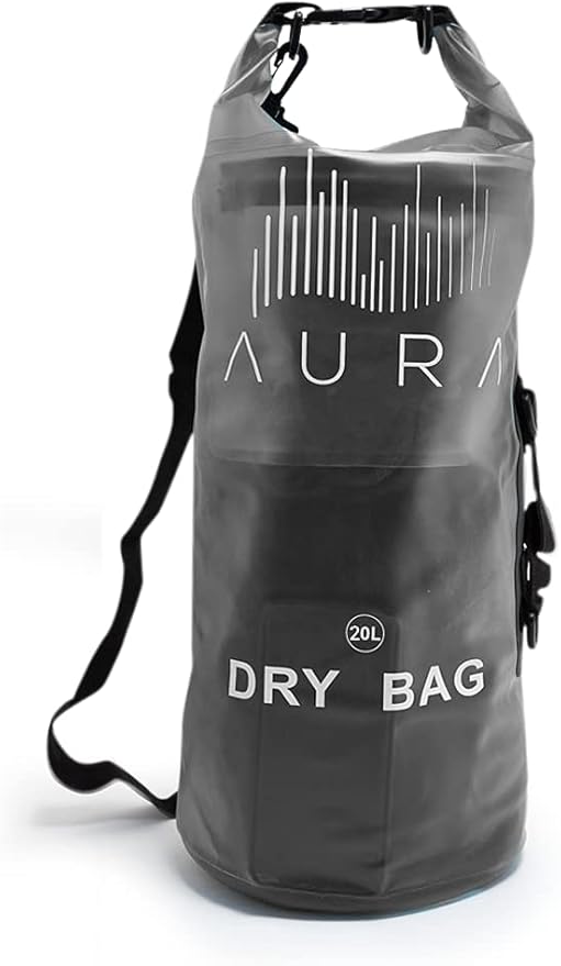 Waterproof Semi-transparent Dry Bag - 10L/20L Dry Bag Backpack - Zipper Compartment, Handles, Straps - Black, Blue, Green, Red - Transparent Dry Bag for Kayaking, Swimming, Beach, Rafting