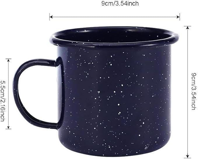 16oz Outdoor Camping Mugs- Enamel Camping Mugs-Enamel Coffee Tea Camping Cup Mugs-Coffee Tea Cups for Camping Fishing Picnic Hiking Home Office, Portable & Reusable (Blue-4 pcs)