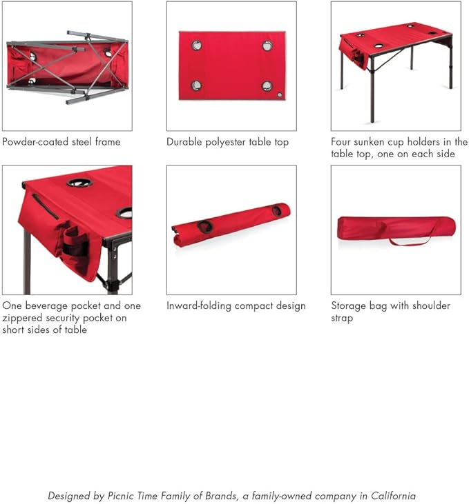 PICNIC TIME NCAA Louisville Cardinals Soft Top Travel Table, Black, One Size (799-00-179-304-0)
