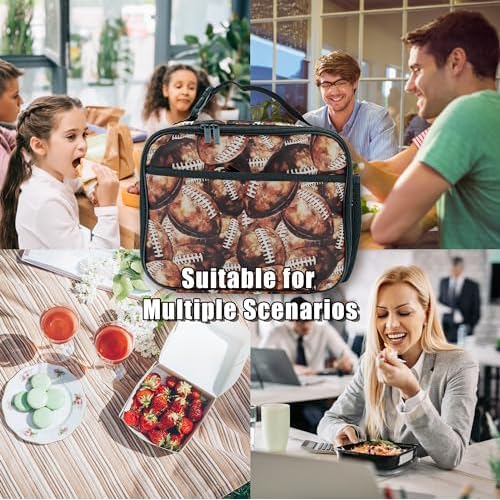Football Lunch Bag Insulated Reusable Lunch Box Kids Girls Boys Cooler Thermal Tote Bag For Men Women School Work Picnic