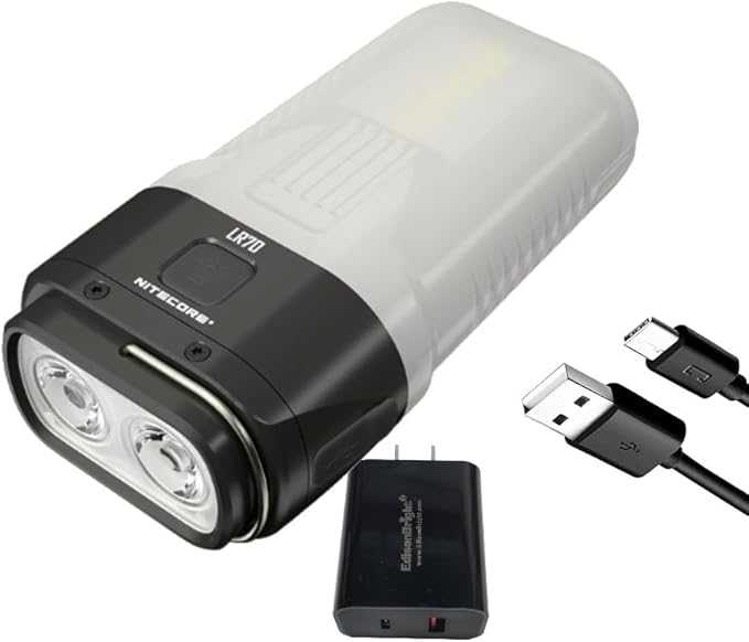 EdisonBright Nitecore LR70 3000 Lumen Flashlight/Camping Lantern/powerbank Combo Unit Charging Adapter