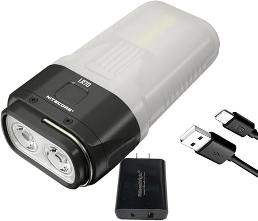 EdisonBright Nitecore LR70 3000 Lumen Flashlight/Camping Lantern/powerbank Combo Unit Charging Adapter