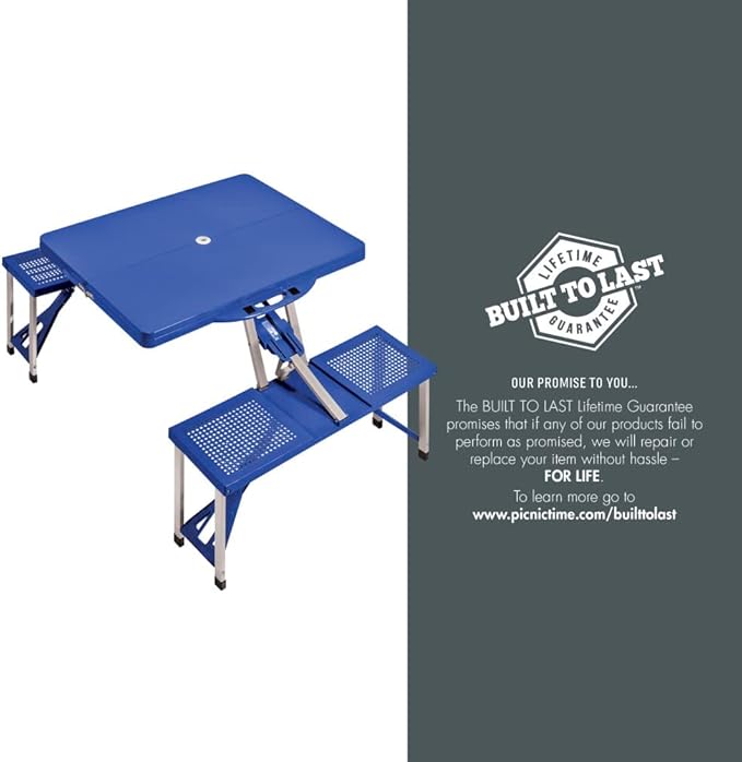 PICNIC TIME NCAA Penn State Nittany Lions Folding Picnic Table - Camping Table - Outdoor Table with Umbrella Hole, (Royal Blue)