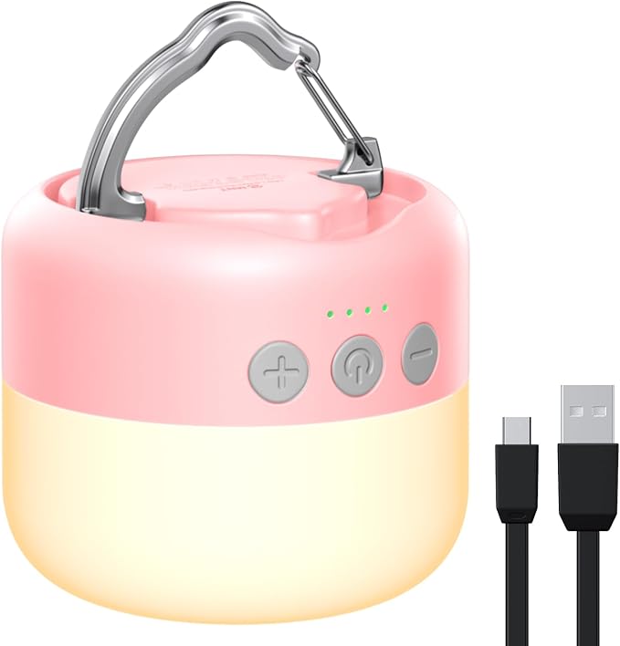 LED Camping Lantern Rechargeable 1000LM, Up to 320H Running Time Camping Tent Light, 6700mAh Emergency Light for Hurricane, Power Outages, Home, Hiking, Water-Resistant Pink