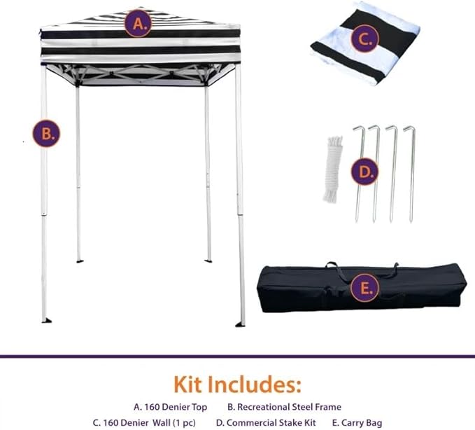 Impact 4'x4' Pop up Changing Dressing Room, Black and White