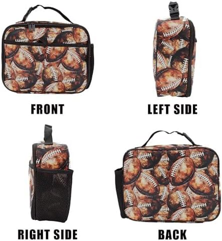 Football Lunch Bag Insulated Reusable Lunch Box Kids Girls Boys Cooler Thermal Tote Bag For Men Women School Work Picnic