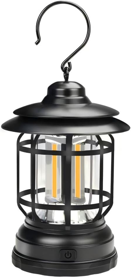 Rechargeable Lanterns for Camping,Outdoor Camping Light with USB Charging Port,Fearless of Wind and rain,Suitable for Garden,Courtyard,and Lawn use（Black）