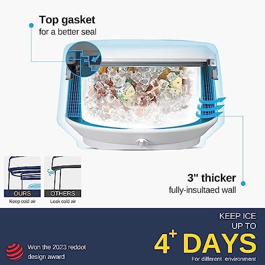 East Oak Hard Cooler 25 QT Round Ice Chest with Drain Plug Insulated Portable Outdoor Cooler for Camping Backyard Party High Capacity 28 Cans, Arctic White