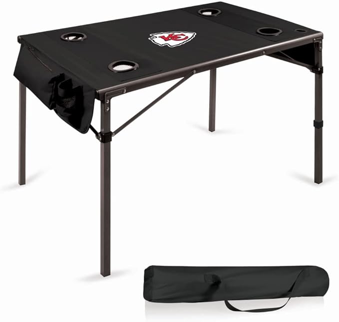 PICNIC TIME NFL Portable Soft Top Travel Table, Black