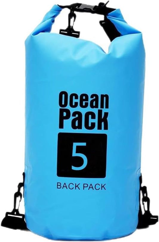 YDYJKI Floating Waterproof Dry Bag for Travel 5L/10L/20L/30L, Roll Top Sack Keeps Gear Dry for Kayaking, Rafting, Boating, Swimming, Camping, Hiking, Beach, Fishing (Light Blue, 5L)