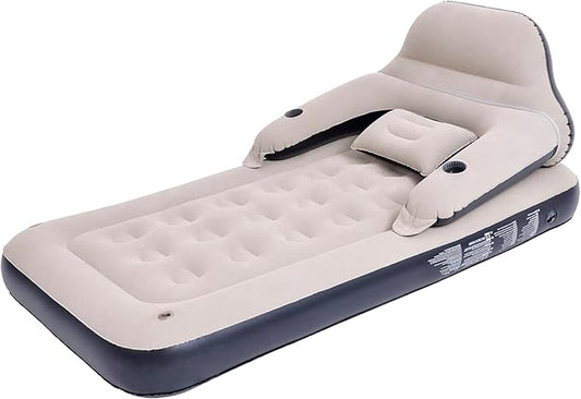 DIMAR GARDEN Twin Size Air Mattress with Headboard and Pillows, Blow Up Bed