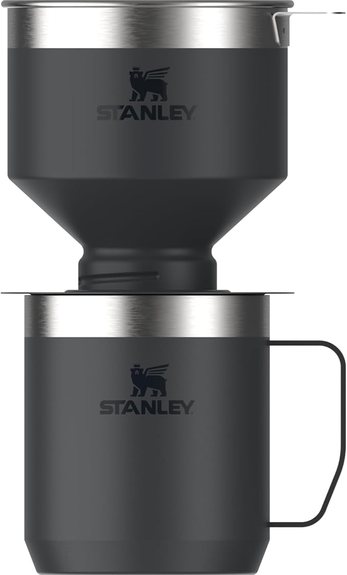 Stanley Perfect Brew Pour Over Set | 20oz/12oz Camp Mug with Lid Included | Drip Coffee Maker with Reusable Filter | Insulated Stainless Steel | BPA-Free | Black 2.0
