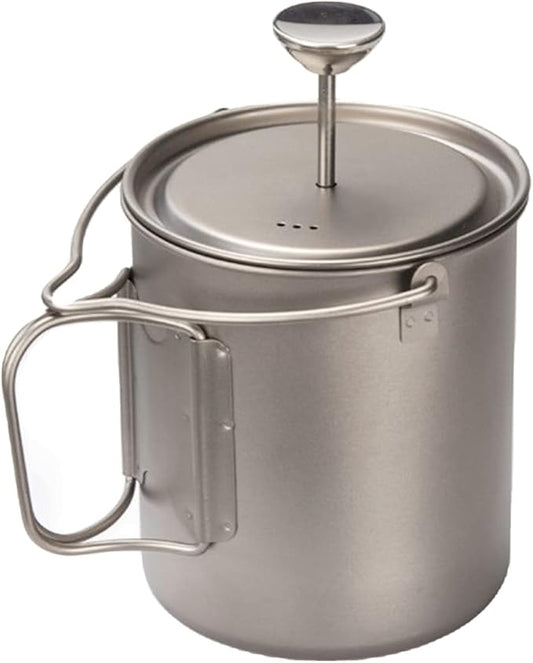 BIVOUAC 750ml Titanium Cup Camping Press Coffee Pot Outdoor French Press Pot Camping Cup 750ml Titanium Coffee Cup