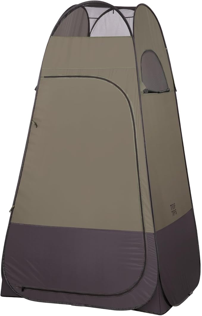 TRIPTIPS Pop Up Shower Tent with Mesh Window, Portable Toilet Privacy Tent, 6.9 FT, Removable Rain Cover/UPF 50+