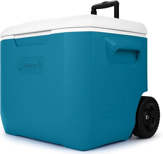 Coleman Chiller Series 60qt Wheeled Portable Cooler Insulated Hard Cooler with Ice Retention & Heavy-Duty Wheels & Handle Great for Camping Tailgating Beach Picnic Groceries Boating & More