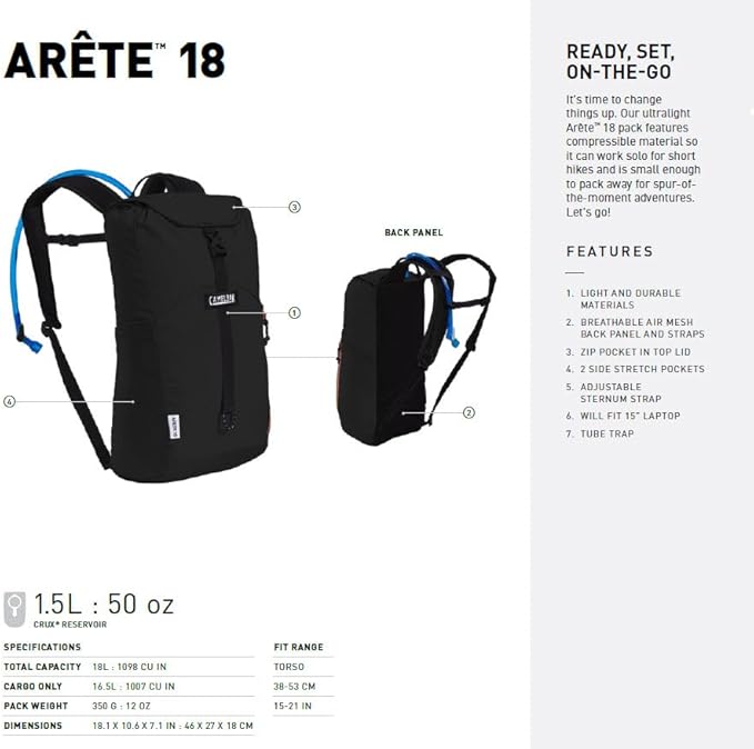 CamelBak Arete 18 Hydration Backpack for Hiking, 50oz