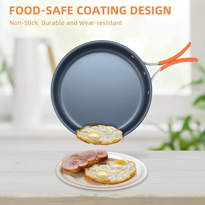 LIXADA 16pcs Camping Cookware Mess Kit, Non-Stick Lightweight Pot Pan Kettle Set with Stainless Steel Plates Forks Knives Spoons, Portable Camping Cooking Set for Outdoor Backpacking Hiking Picnic