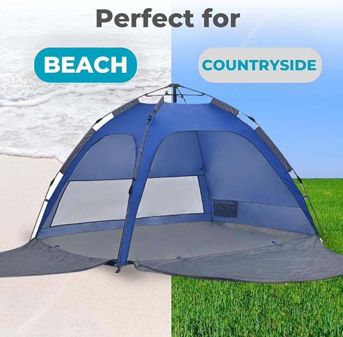 2-Person Pop-Up Camping Tent – Instant Setup, Water-Resistant, Lightweight Dome with Dual Mesh Doors & Extensible Porch – Ideal for Beach, Hiking & Backpacking