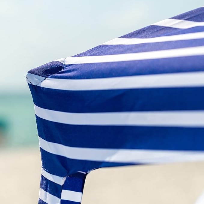 AMMSUN Beach Cabana, 6.2'×6.2' Beach Canopy, Easy Set up and Take Down, Cabana Tent with Sand Pockets, Instant Sun Shade with Side Wall, Siesta Stripe