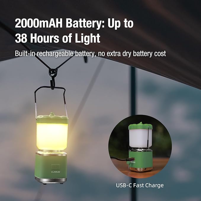 KLARUS CL8 Small Camping Lantern & Light, Pumpkin Pocket Rechargeable Camping Flash Light Tent Light, Hanging Hook, USB-C Port, IPX5 Waterproof
