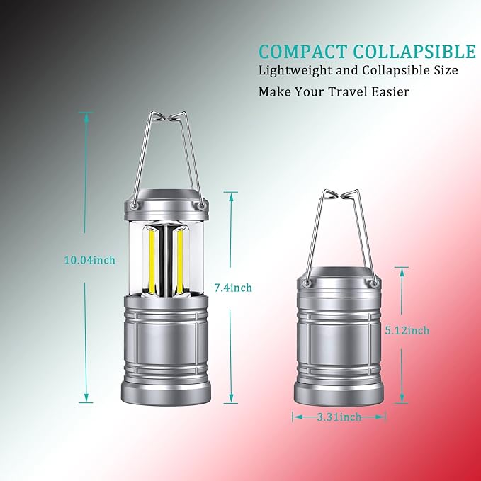 LED Camping Lantern ,500 Lumens Battery Operated Portable Hanging Lanterns for Home Power Outages Hurricane Storm Camping, 4 Pack