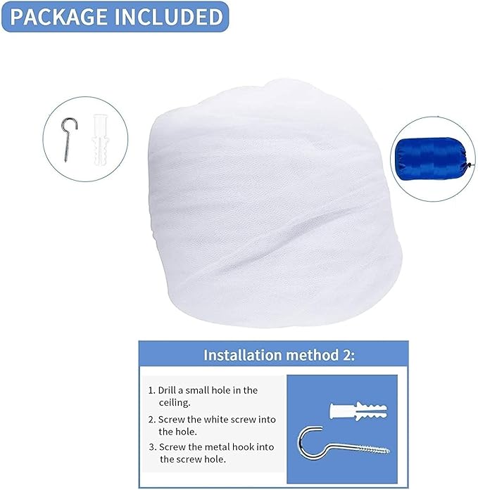 Mosquito Net for Bed, Large White Bed Canopy for Girls, Hanging Bed Net, Easy Installation Ideal for Bedroom Decorative, Travel with Storage Bag (Lace Flower)