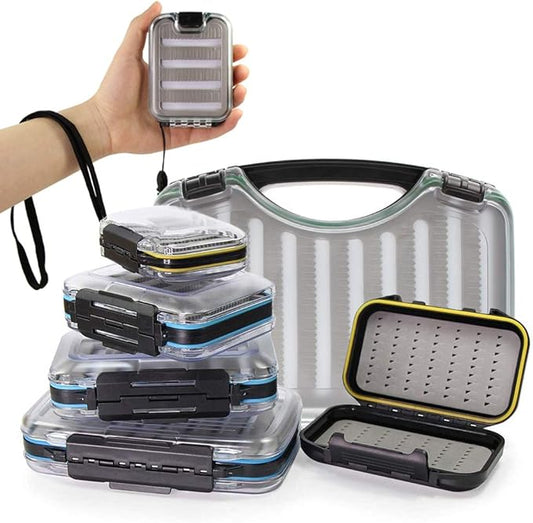 Fly Box for Fly Fishing Waterproof Double Clear Fly Fishing Tackle Box Jig Lure Storage Box