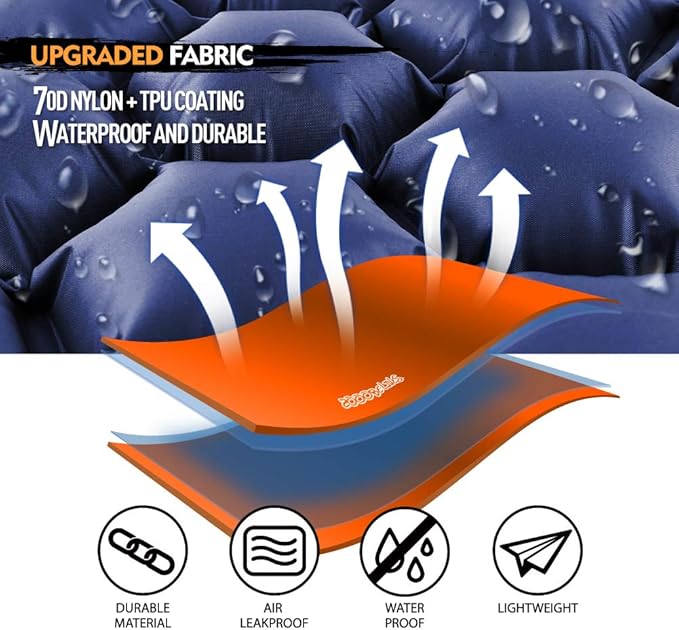 ZOOOBELIVES Ultralight Sleeping Pad with Pillow– Inflatable Camping Mat for Backpacking, Traveling and Hiking, Compact and Portable Multiple Color Options