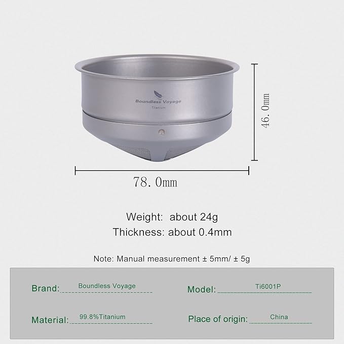 Boundless Voyage Titanium Coffee Mesh Filter Pour Over Paperless Coffee Filter Outdoor Camping Reusable Coffee Dripper Holder