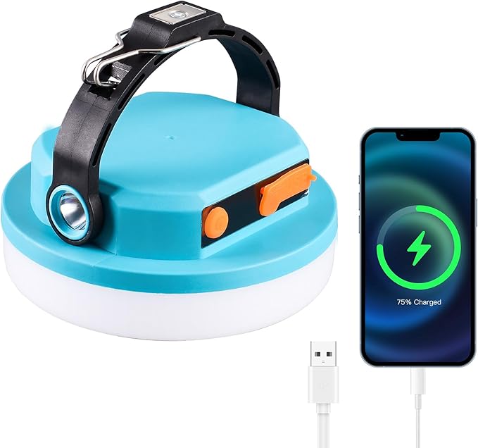 LED Camping Lantern Rechargeable 1000lm: 2-in-1 10000mAh Rechargeable Camping Light and Phone Charger for Hiking,Travel - 7 Light Modes Emergency Hanging Light for Hurricane, Power Outage, 100W Green