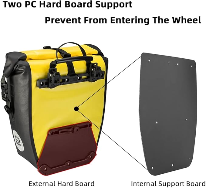 ROCKBROS Bike Pannier Waterproof 27L Large Capacity Bike Bag Rear Rack Bicycle Pannier Bag Waterproof for Grocery Touring Cycling Yellow*1