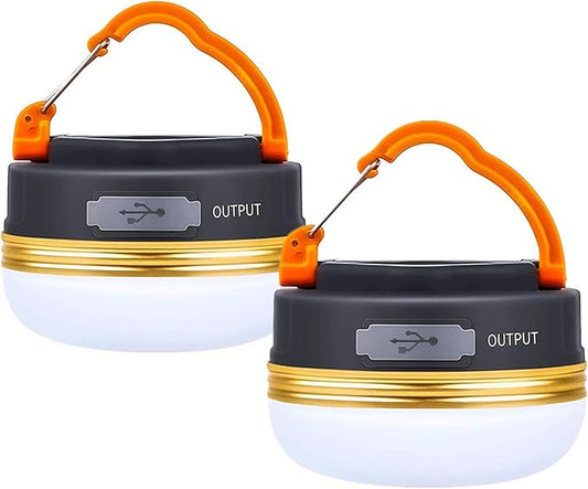LED Camping Lantern, Rechargeable Portable Tent Light, 300LM,3 Light Modes,1800mAh Power Bank, Magnet Base,Electric Lantern Flashlight for Camping/Hiking/Fishing/Hurricane/Emergency(2 Packs)