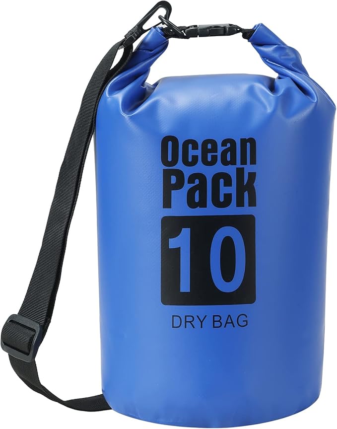 YDYJKI Floating Waterproof Dry Bag for Travel 5L/10L/20L/30L, Roll Top Sack Keeps Gear Dry for Kayaking, Rafting, Boating, Swimming, Camping, Hiking, Beach, Fishing (Sapphire Blue, 10L)