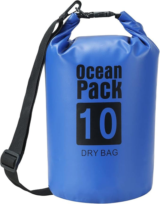 YDYJKI Floating Waterproof Dry Bag for Travel 5L/10L/20L/30L, Roll Top Sack Keeps Gear Dry for Kayaking, Rafting, Boating, Swimming, Camping, Hiking, Beach, Fishing (Sapphire Blue, 10L)