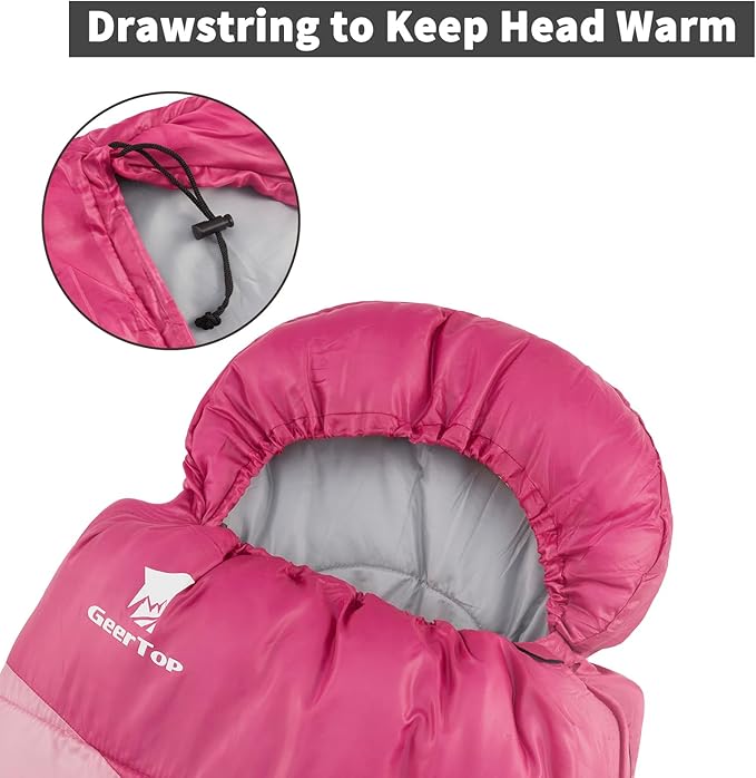 GEERTOP Backpacking Sleeping Bag for Camping, Lightweight Sleeping Bags for Adults Kids Summer Warm Cold Weather Hiking Travel