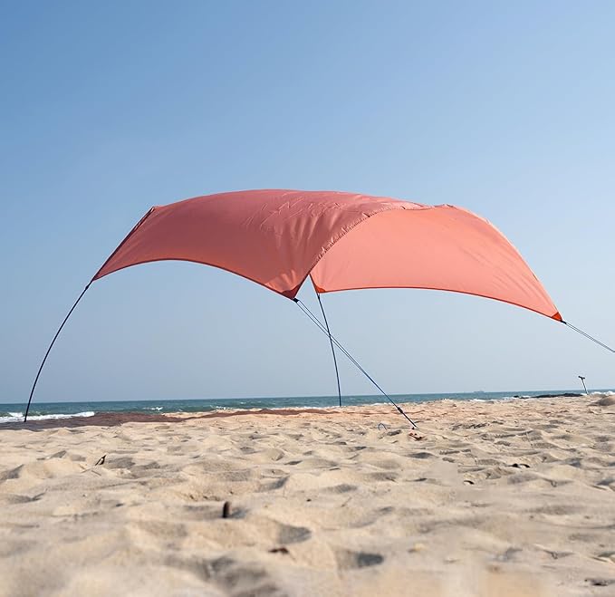 Beach Shade Canopy Sun Tent Shelter, Wind Canopy for Beach, Backyard, Park, Dessert, Light Weight, Easy Set Up, 78 Sq. Ft. of Shade for 1-3 People, Lite Burnt Coral